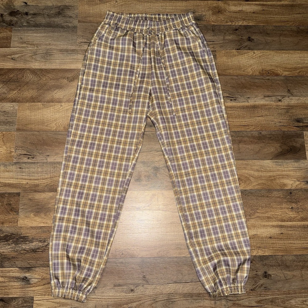 Darong Collection Yellow Plaid Jogger Pants Size Medium